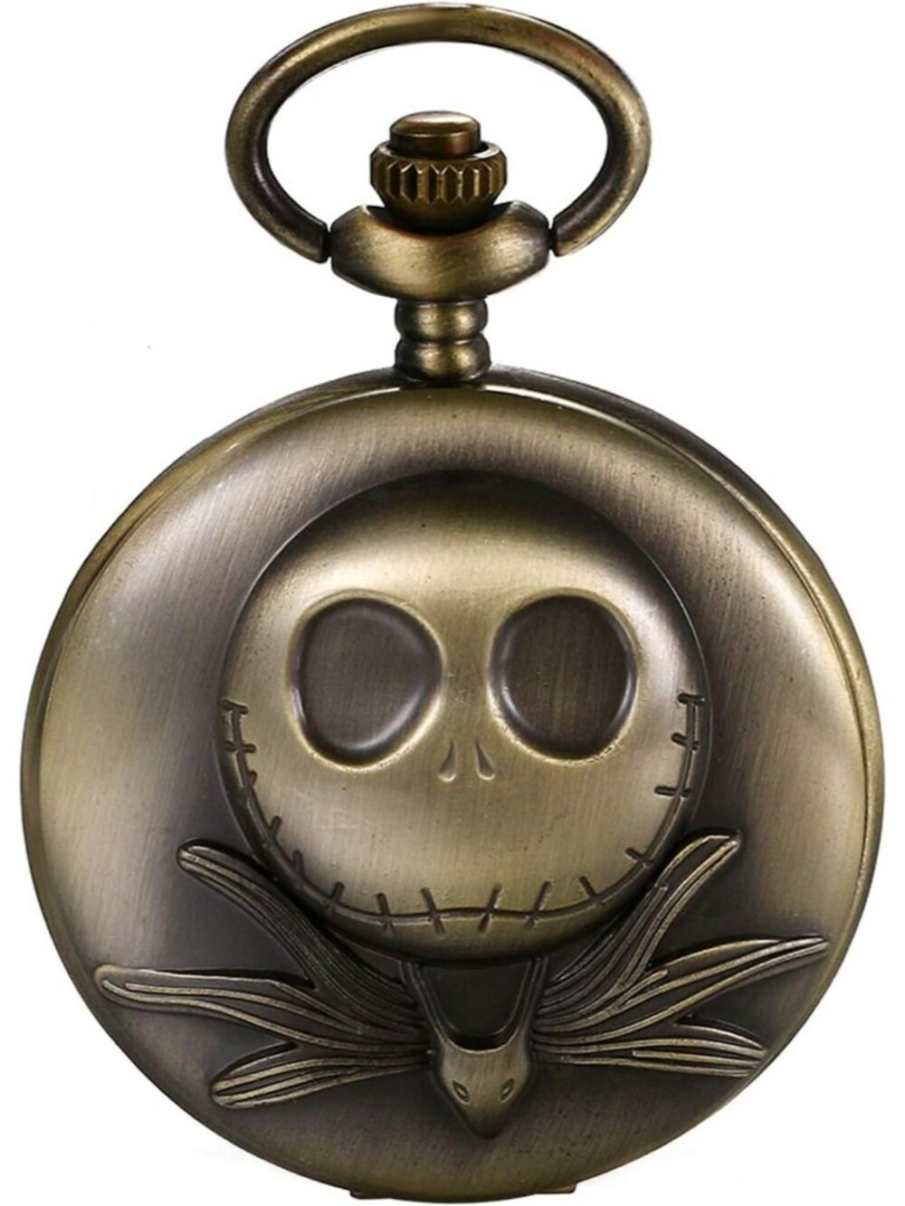 Men's Brown Quartz Vintage Novelty Solid Skull Skeleton Christmas Pocket Watch